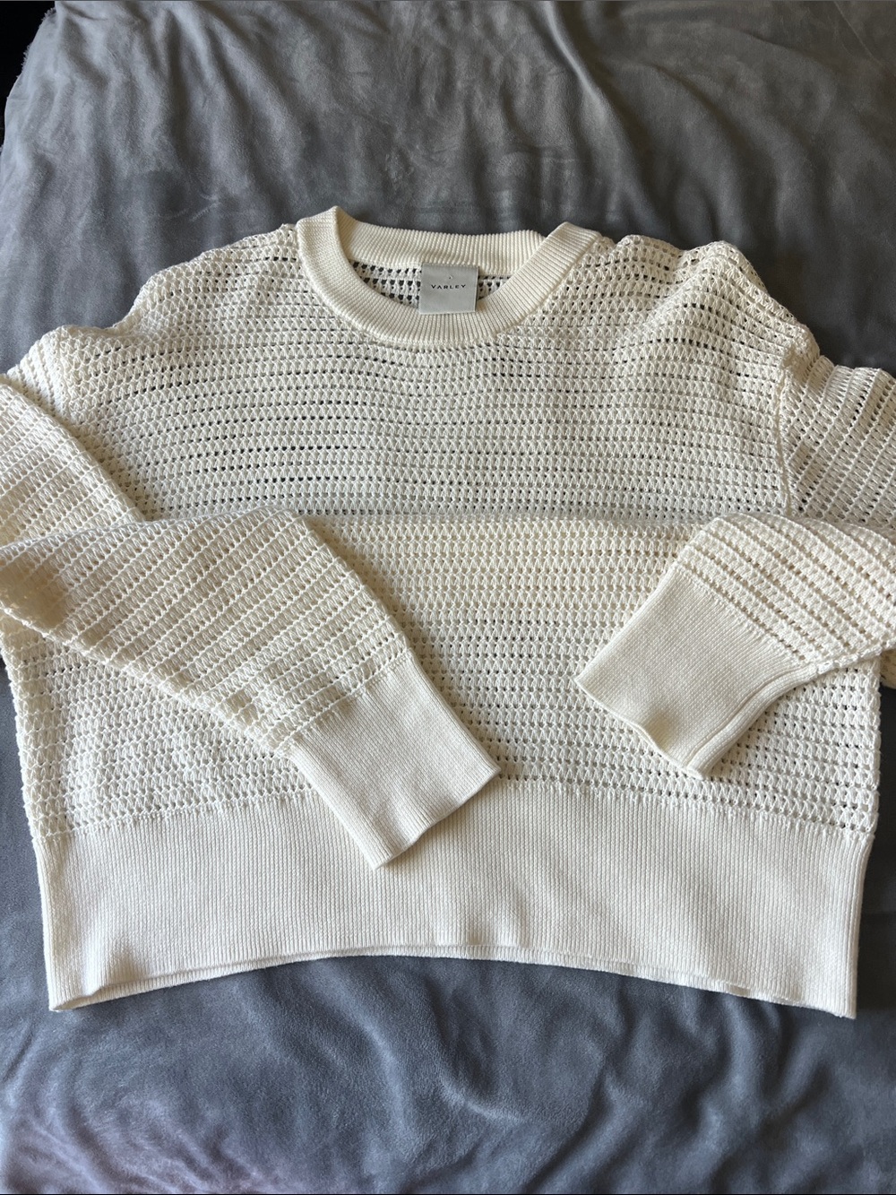 Varley Cream Open-Weave Crew Sweater - Picture 9 of 9